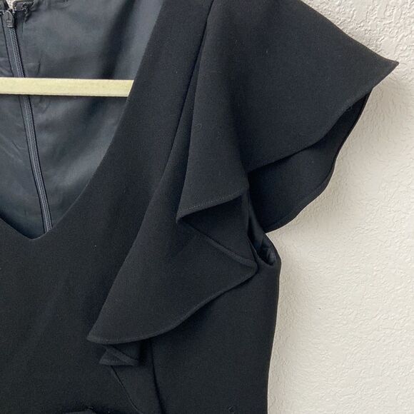 Rickie Freeman for Teri Jon Bow Tie Ruffle Front Black Dress size 6 - Picture 4 of 8
